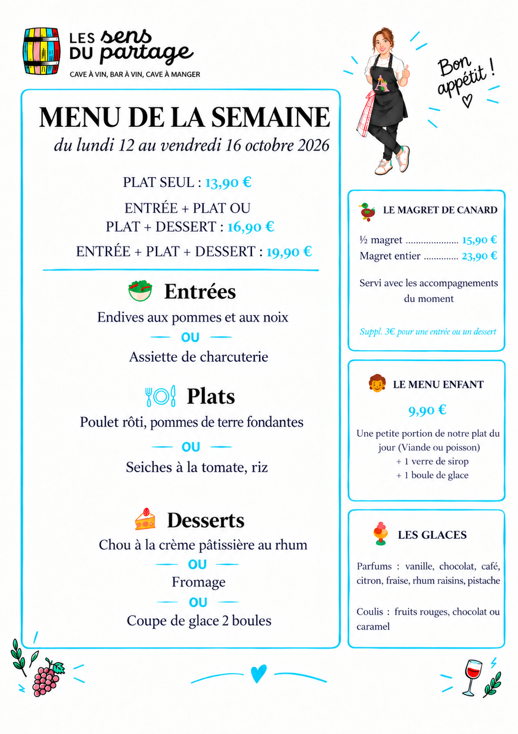 Menu de la semaine d’octobre 2026